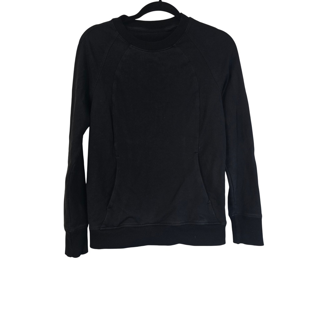 Lululemon Scuba Crewneck Pullover Sweatshirt Black Size 6 Raglan Pockets